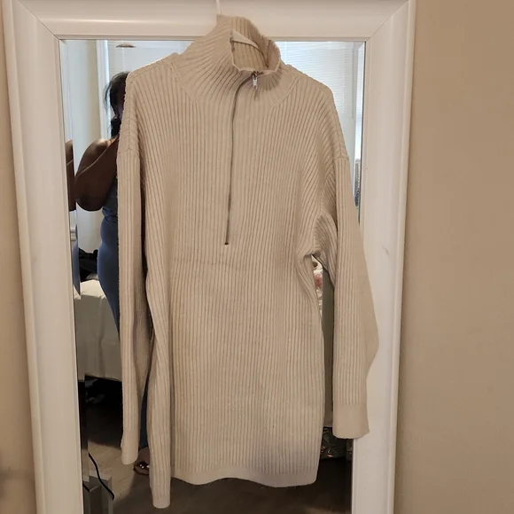 beige dress hm Ribbed Turtle Neck Long Sleeve Mini Sweater Dress – The Enchanted Coach, LLC